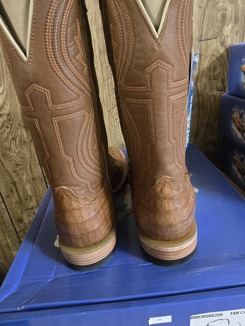 Resistol 11 1/2 EE Men's Brown Exotic Caiman Square Toe  Western Boots NWT - Picture 2 of 8